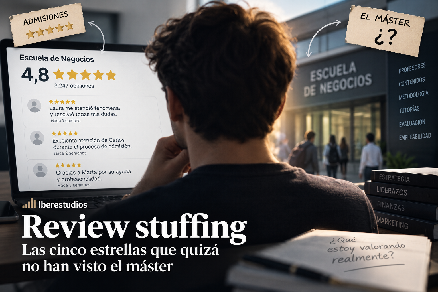 Qué es el Review stuffing y que comparas cuando te venden un 4,8 de valoración de una escuela o universidad